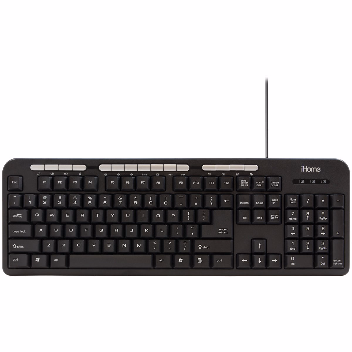 iHome Black Full Size Corded Keyboard