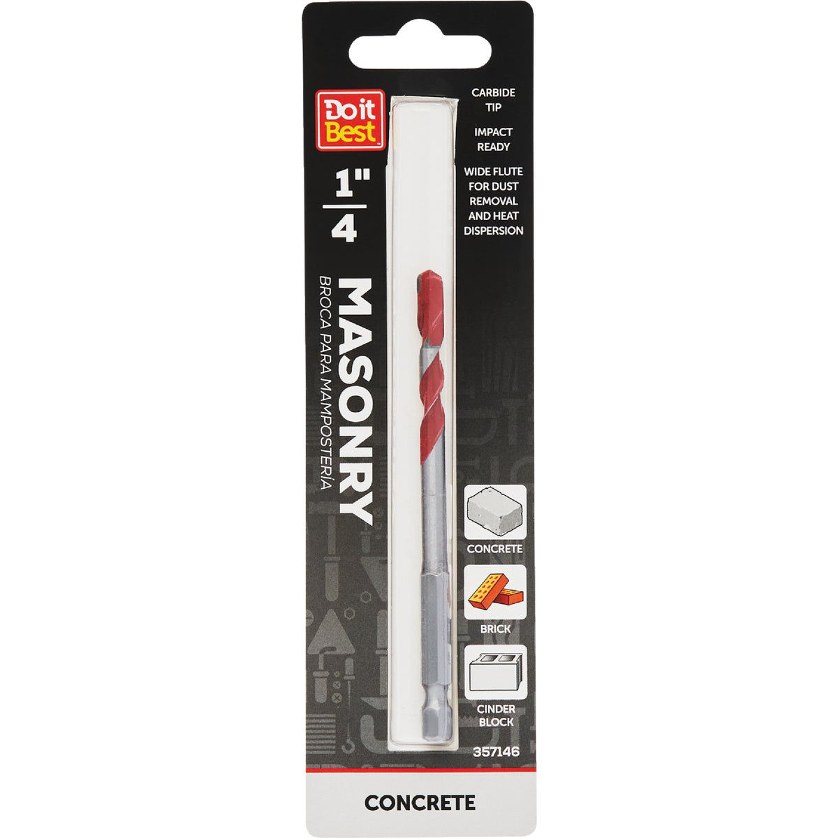 Do it Best 1/4 In. x 4 In. Impact Ready Carbide Masonry Drill Bit
