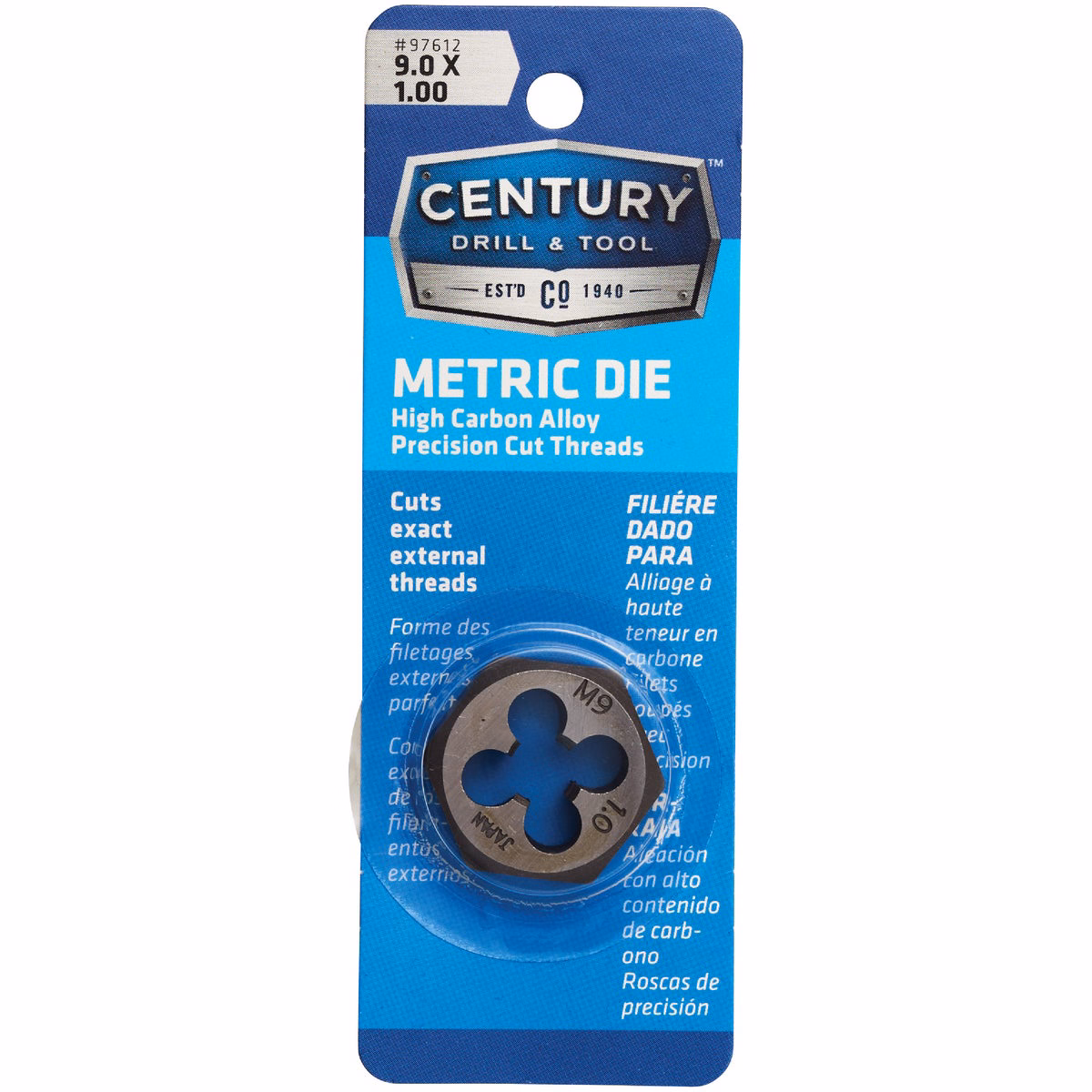 Century Drill & Tool 9.0×1.00 NPT 1 In. Across Flats Hexagon Pipe Die