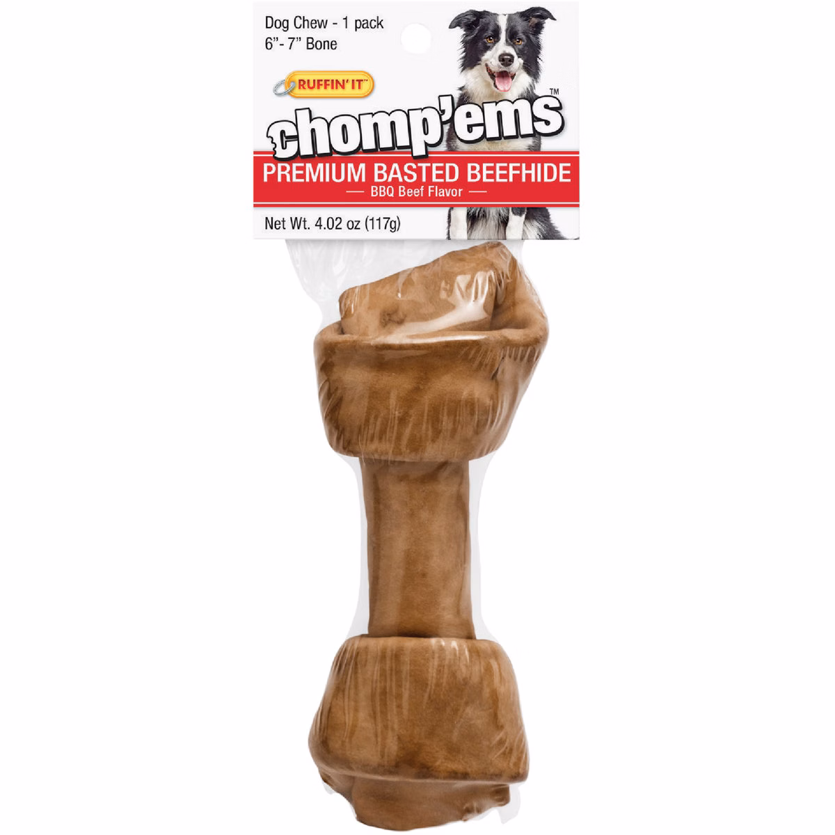 Westminster Pet Ruffin' it Chomp'ems Knotted 6 In. to 7 In. Beef Rawhide Bone