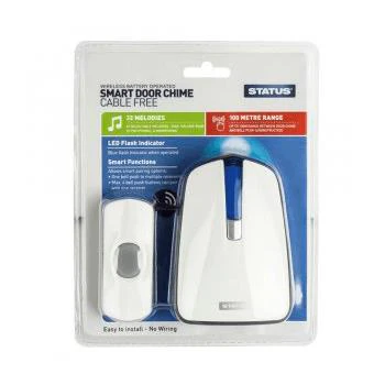 Wireless Plug in Door Chime with Strobe – White