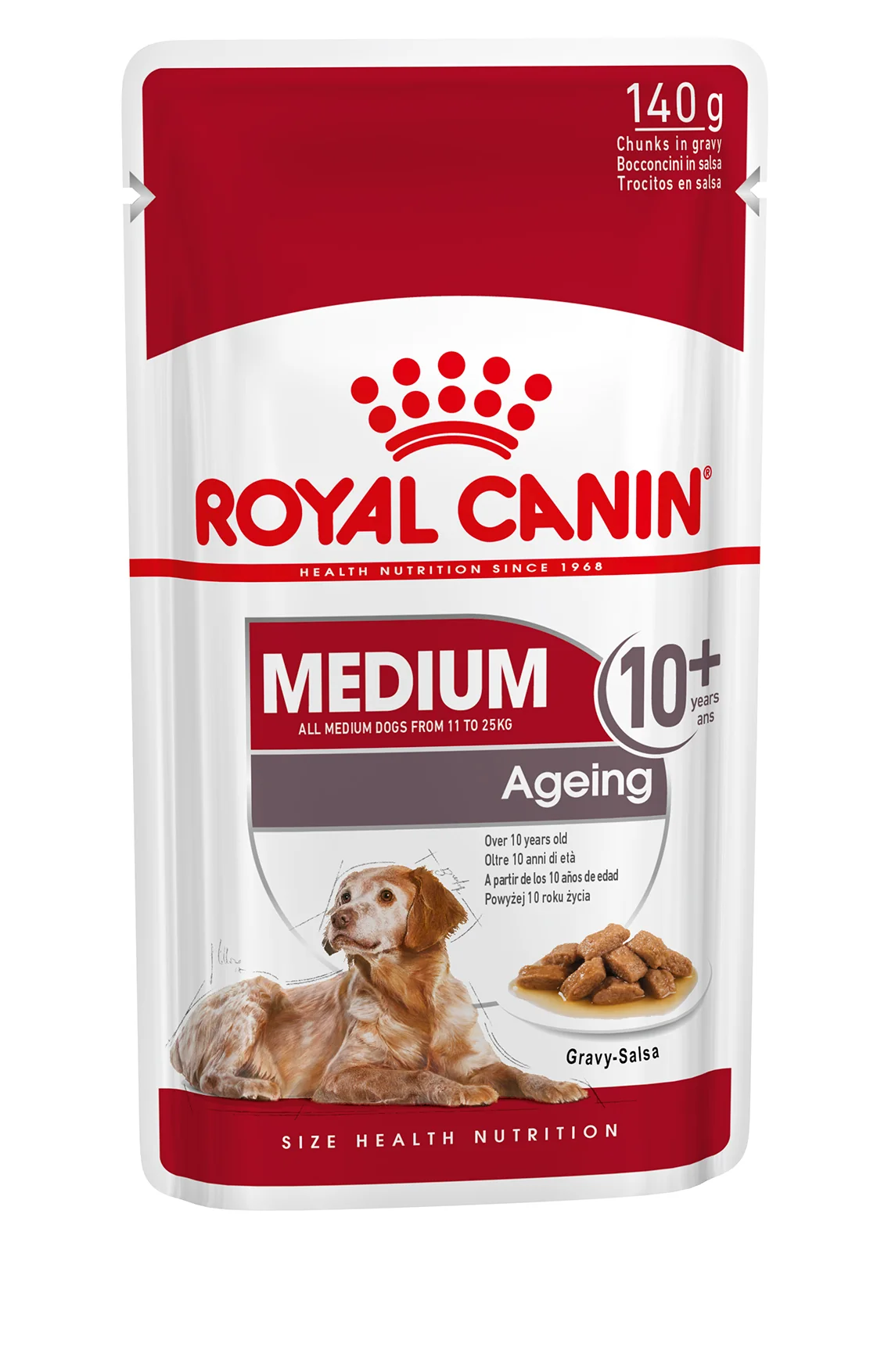 Medium Ageing 10+ Senior in Gravy Wet Dog Food, 140g x 10 Pack