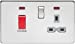Screwless 45A DP switch and 13A switched socket with neons – polished chrome with grey insert
