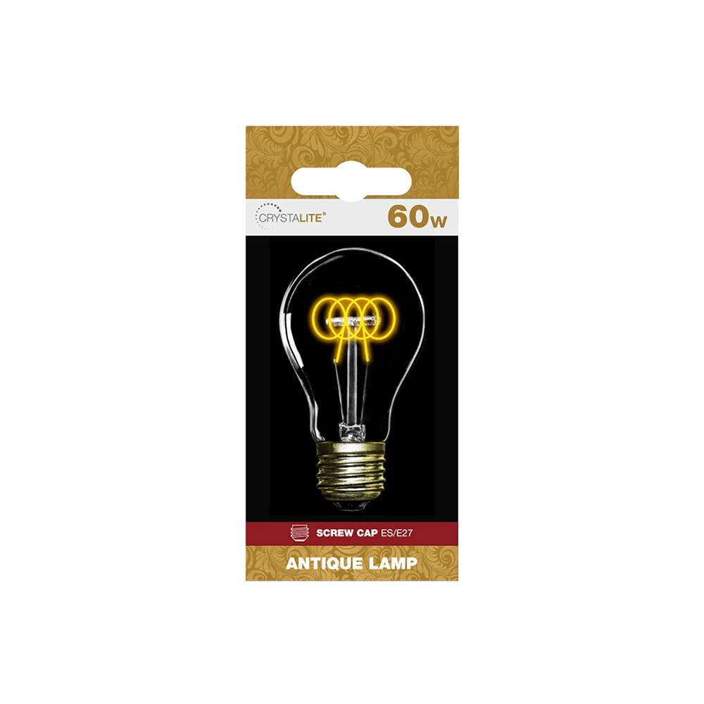 60w – Antique – PS60 GLS – ES – Clear – Quad Loop Filament