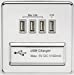 Screwless Quad USB charger Outlet (5.1A) – Polished chrome with grey insert