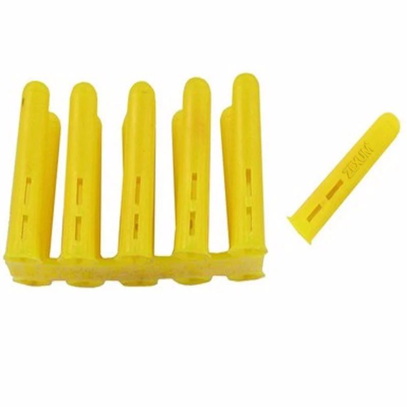 Yellow Plastic 4-6mm Rawl Wall Plugs – 100 Pack