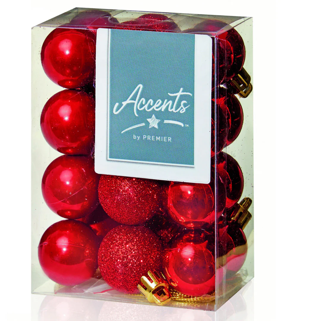 24 x 30mm Multi Finish Balls, Red