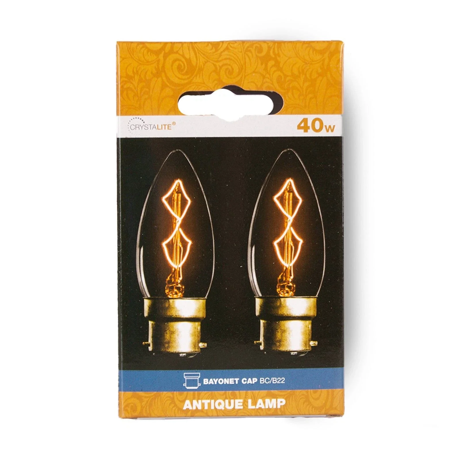 40w – Antique – C35 Candle – BC – Clear – Z Shape Filament, 2 Pack