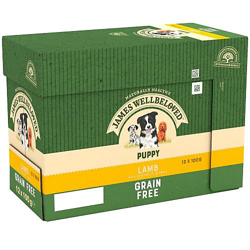 James Wellbeloved Grain Free Puppy Lamb In Gravy Pouch 12 x 100g