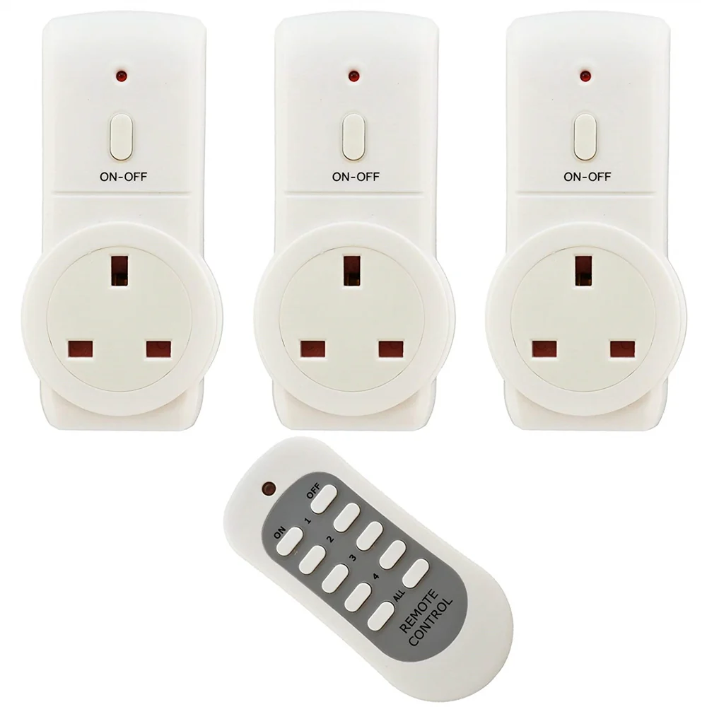 20M Eco Remote Switch Control Mains Power Plug Socket – 3 Pack