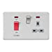 Screwless 45A DP switch and 13A switched socket with neons – brushed chrome with grey insert
